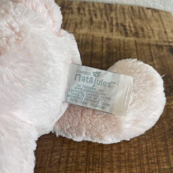 Nat & Jules Stuffed Plush Musical Teddy Bear Wind Up Heart Pink Baby Girl Lovey - Picture 7 of 8